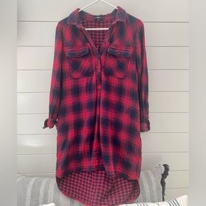 Madewell Red Gingham shirt dress size M